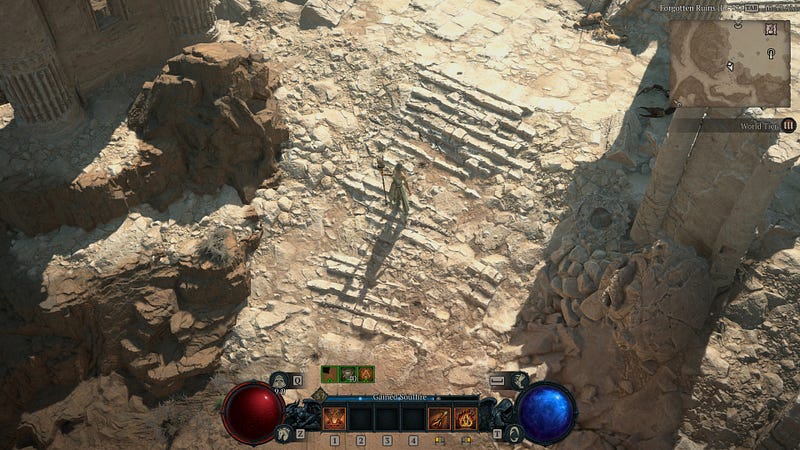 Screenshot from Diablo IV highlighting detailed rock formations.