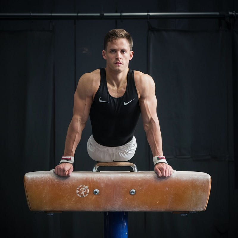 Stephen Nedoroscik competing at a gymnastics event