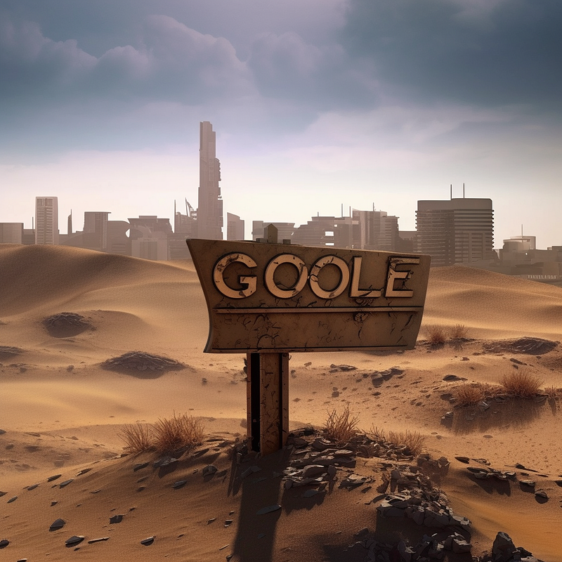 A signpost in the desert, representing Google's decline