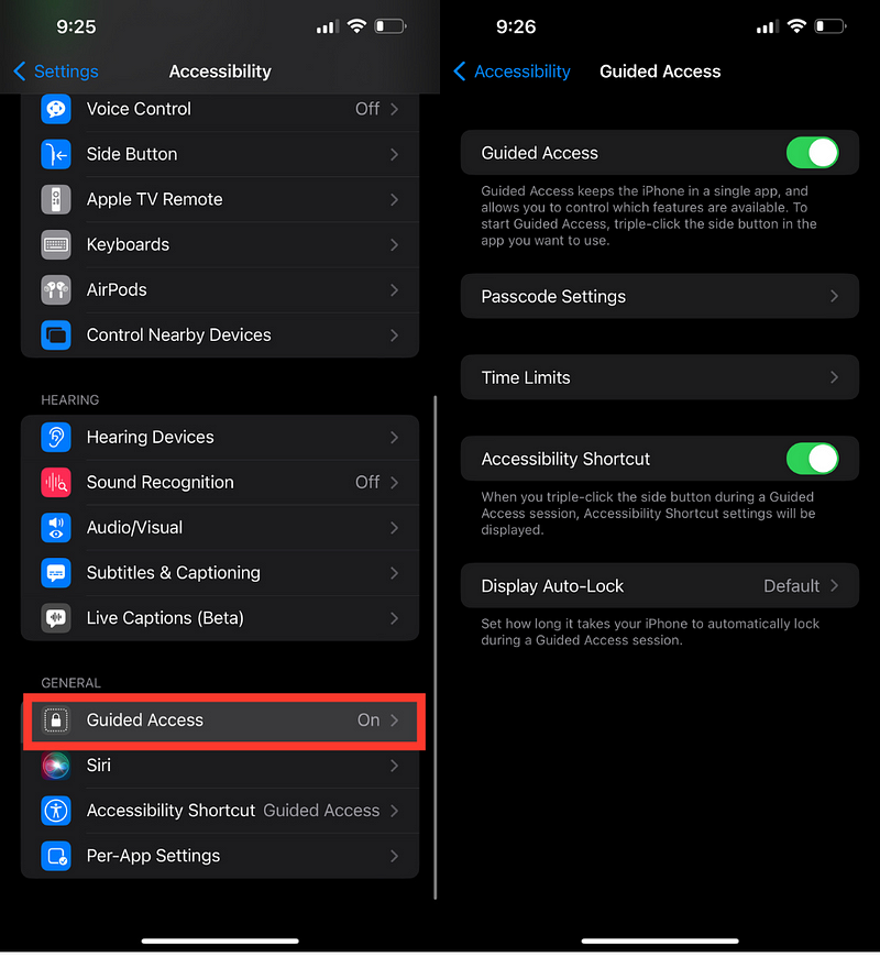 Managing Guided Access on iPhone