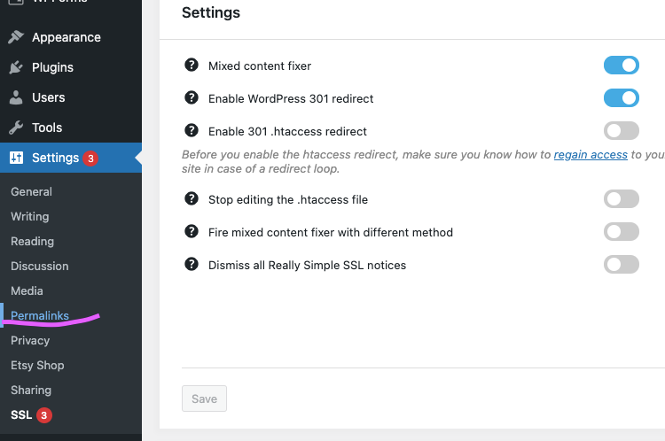 Permalink settings in WordPress