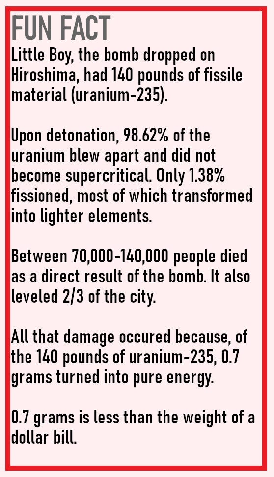 Nuclear explosion aftermath in an urban setting.