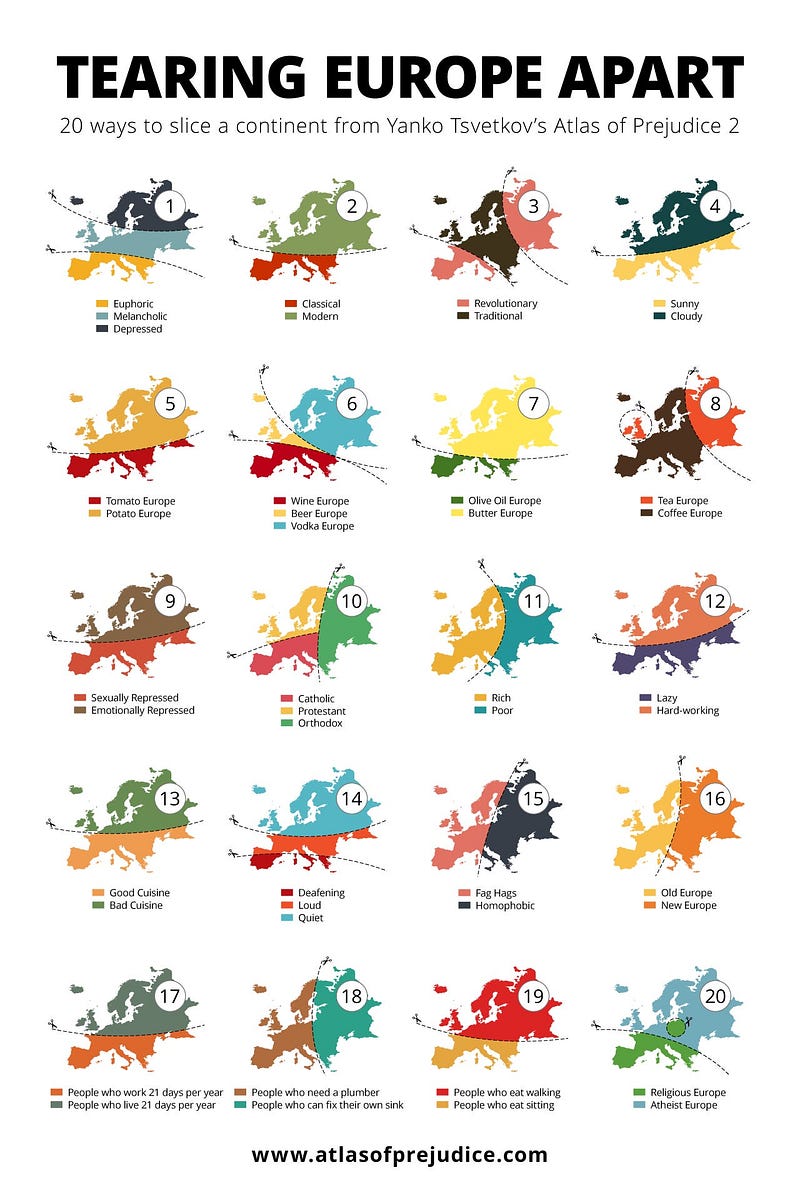 Infographic showcasing European stereotypes