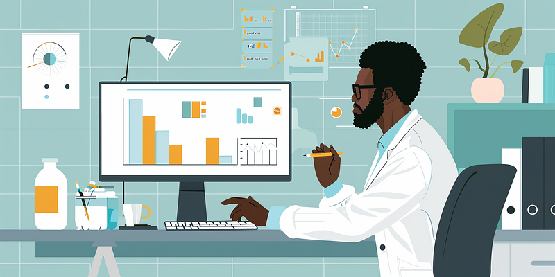 Scientist analyzing data — Midjourney illustration