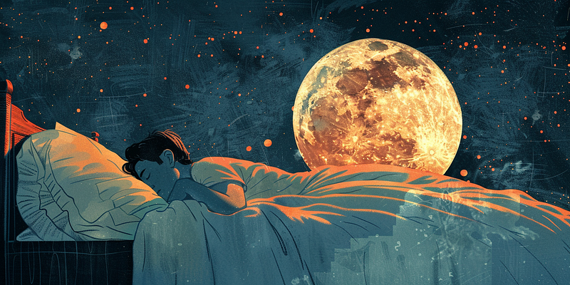 Sleep and the moon illustration — Midjourney