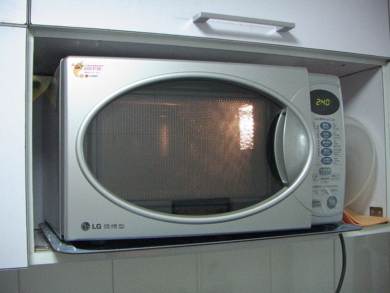 Classic microwave oven ready to cook food