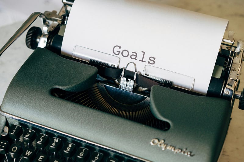 Vintage typewriter symbolizing reflection on goals