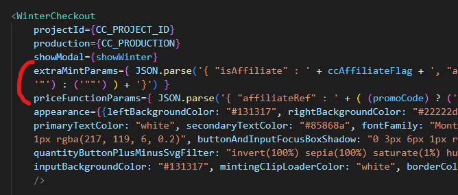 Example setup for Winter's credit card processing