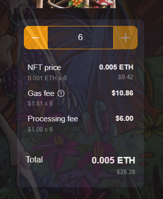 Quantity selection for NFT minting