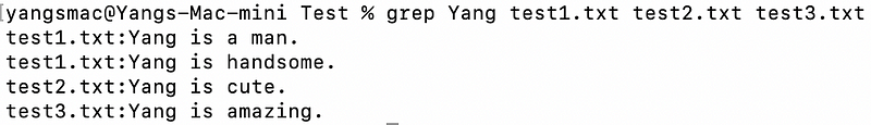 Example of searching multiple files using grep.