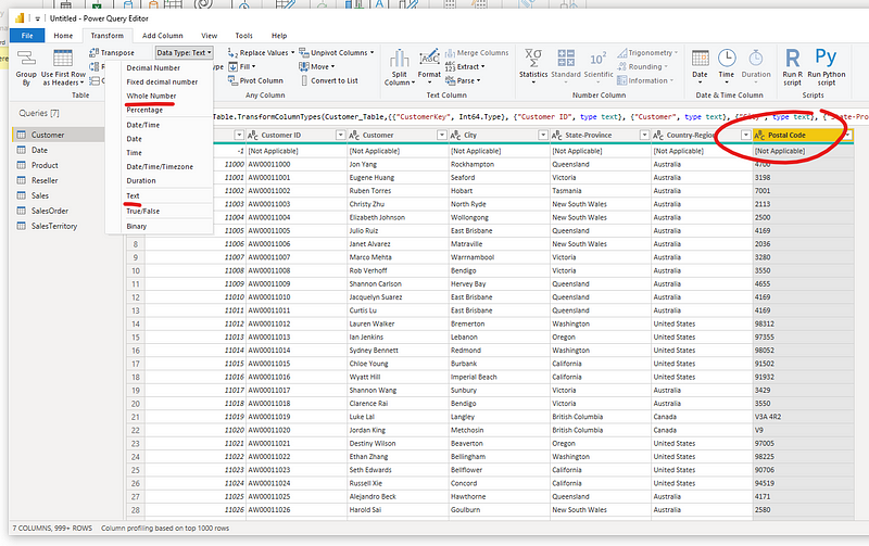 Power Query Editor for Data Transformation