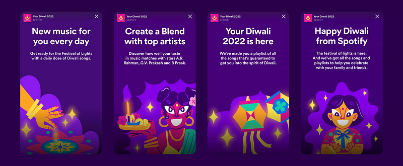 Diwali Stories Interface on Spotify