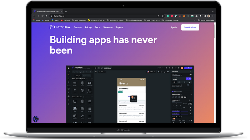 Flutterflow allows app development without coding.