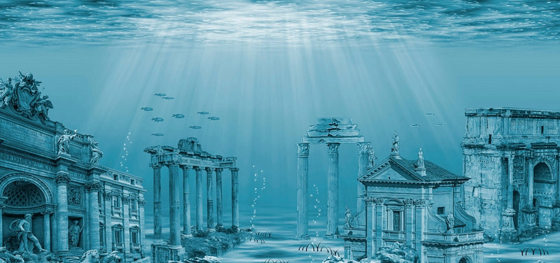 Artistic representation of the mythical city of Atlantis