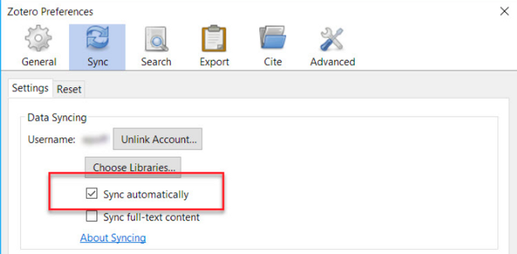 Zotero cloud synchronization