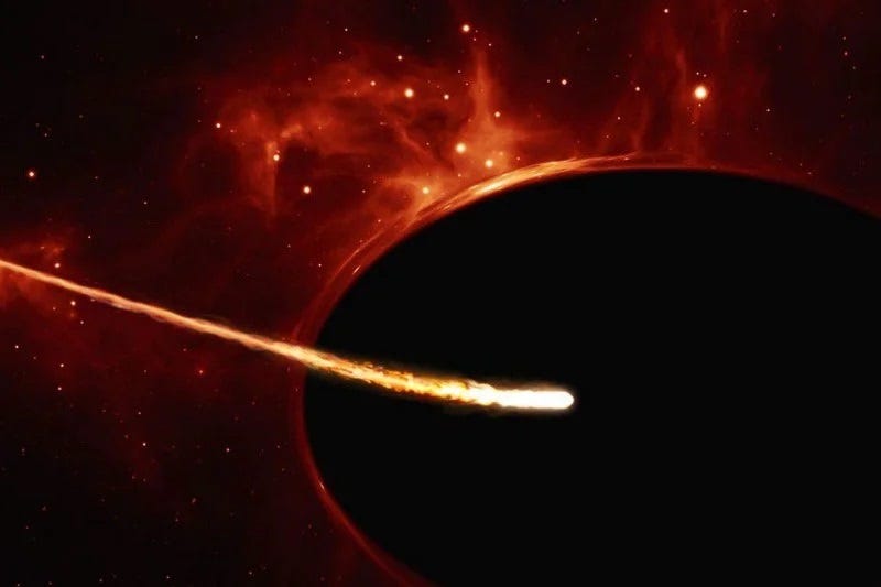 Artistic representation of a black hole consuming a star