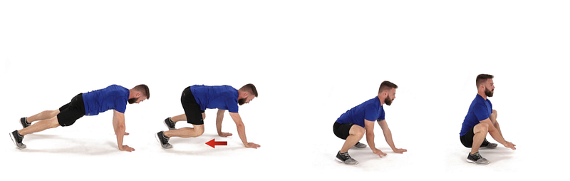 Plank to Squat exercise