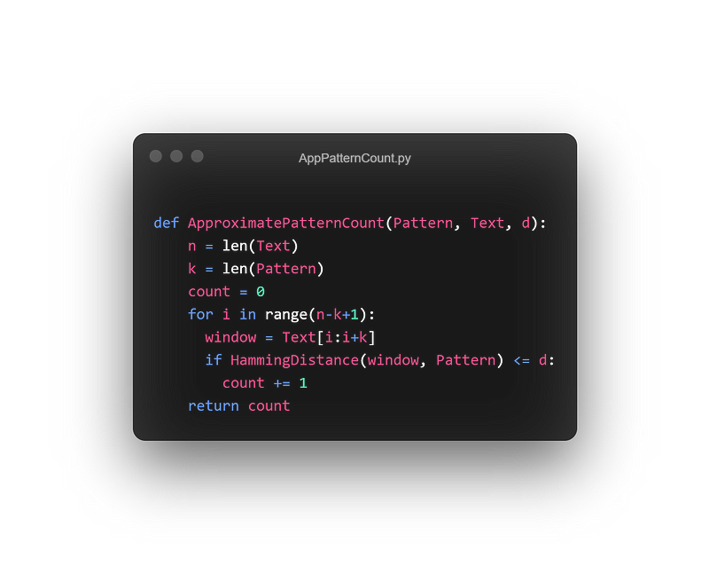 Code for counting patterns with mismatches