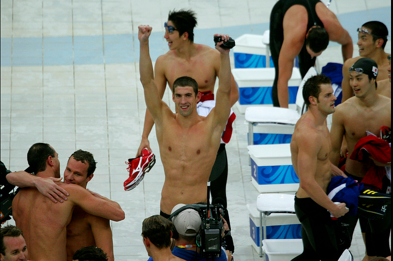 Enthusiastic swim training session