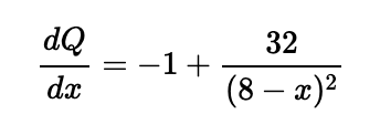 Derivative calculations for turning points.