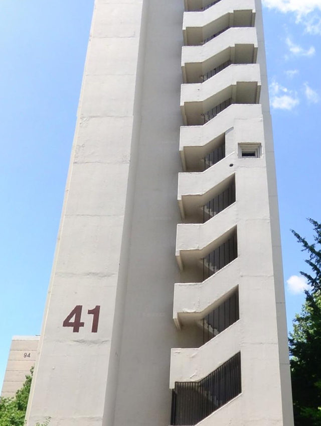 Apartment buildings with machine gun nests