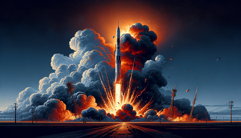 Depiction of the Space One rocket explosion