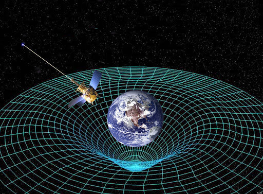 Depiction of Earth's influence on space-time curvature