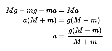 Derived expression for system acceleration