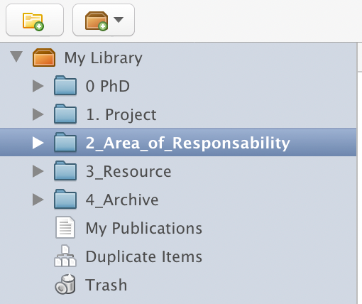 Screenshot of Zotero organization