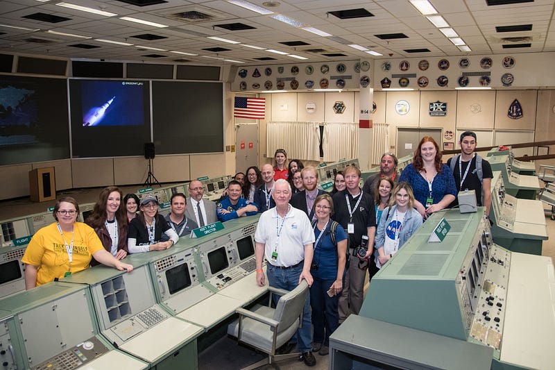 Group photo with Doug Wheelock at Apollo Mission Control