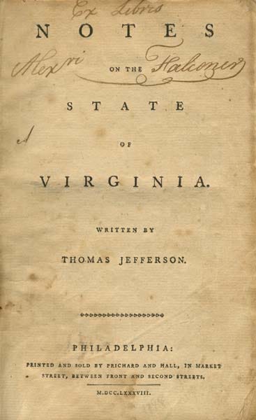 Jefferson's *Notes on the State of Virginia* Cover