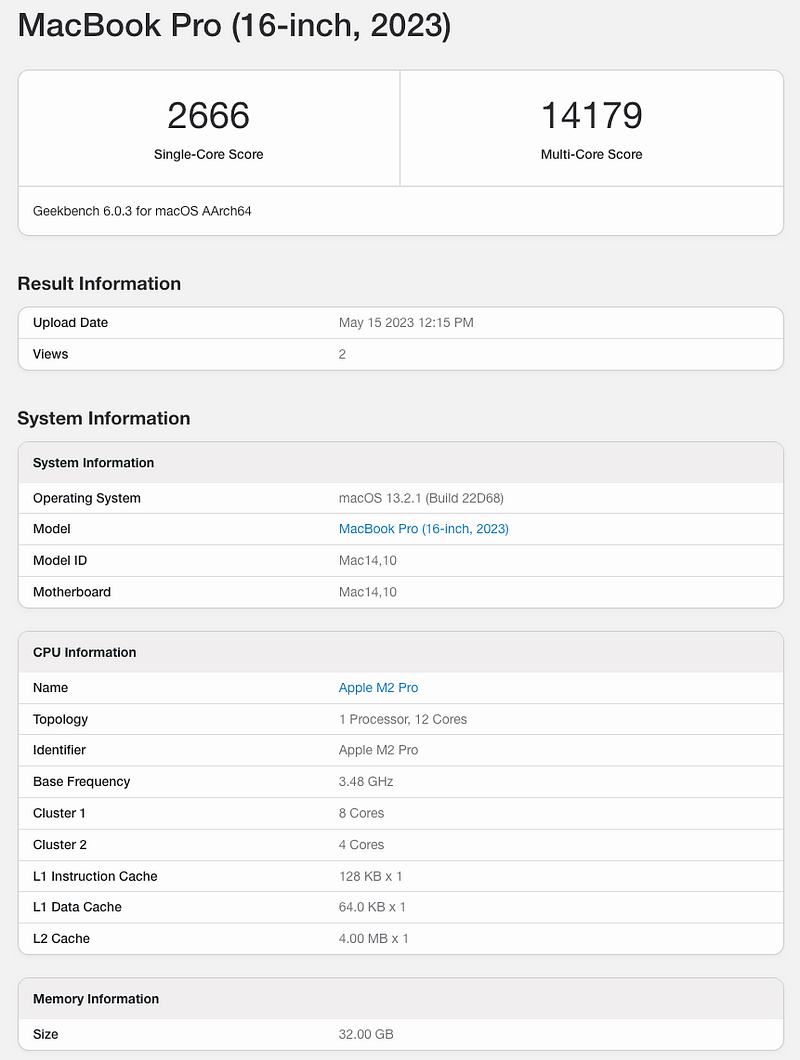 Screenshot courtesy of the author | Source Geekbench 6