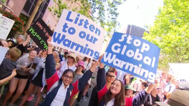 Australian school children participating in a climate strike.