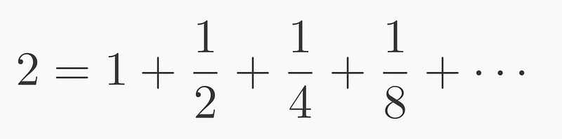 Visual representation of halving the number 2.