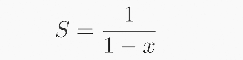 Final result of the geometric series derivation.