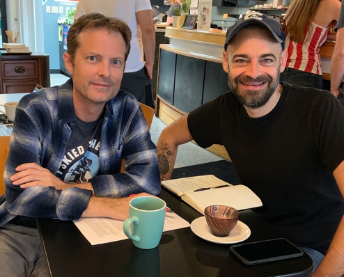 Adam and Bill at the coffee shop.